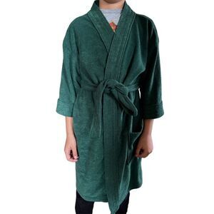 Simply Basic Large kids unisex size 10 green terry vintage 90s bath house robe